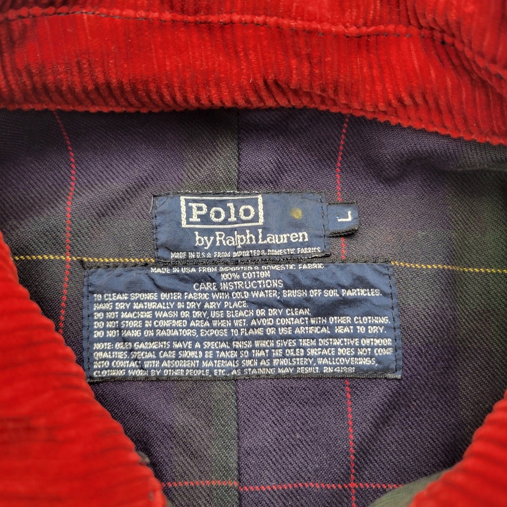 Polo Ralph Lauren Field Jacket Mens L Brown Waxed Oiled Cotton Hunting Lined - Picture 2 of 13